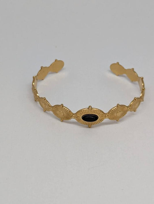 bracelet femme en acier inoxydables doré.